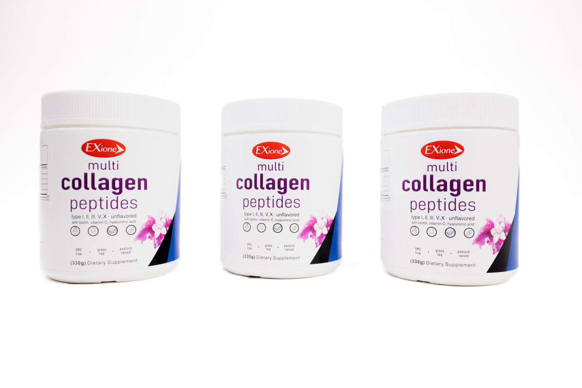 Exione Hydrolyzed Collagen Peptides Grass Fed Joint Health Support Non-GMO Type I ll III V & XCollagen