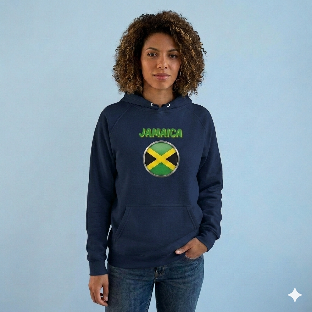 Women Jamaica Black Essential Lounge Pullover Hoodie Sweater