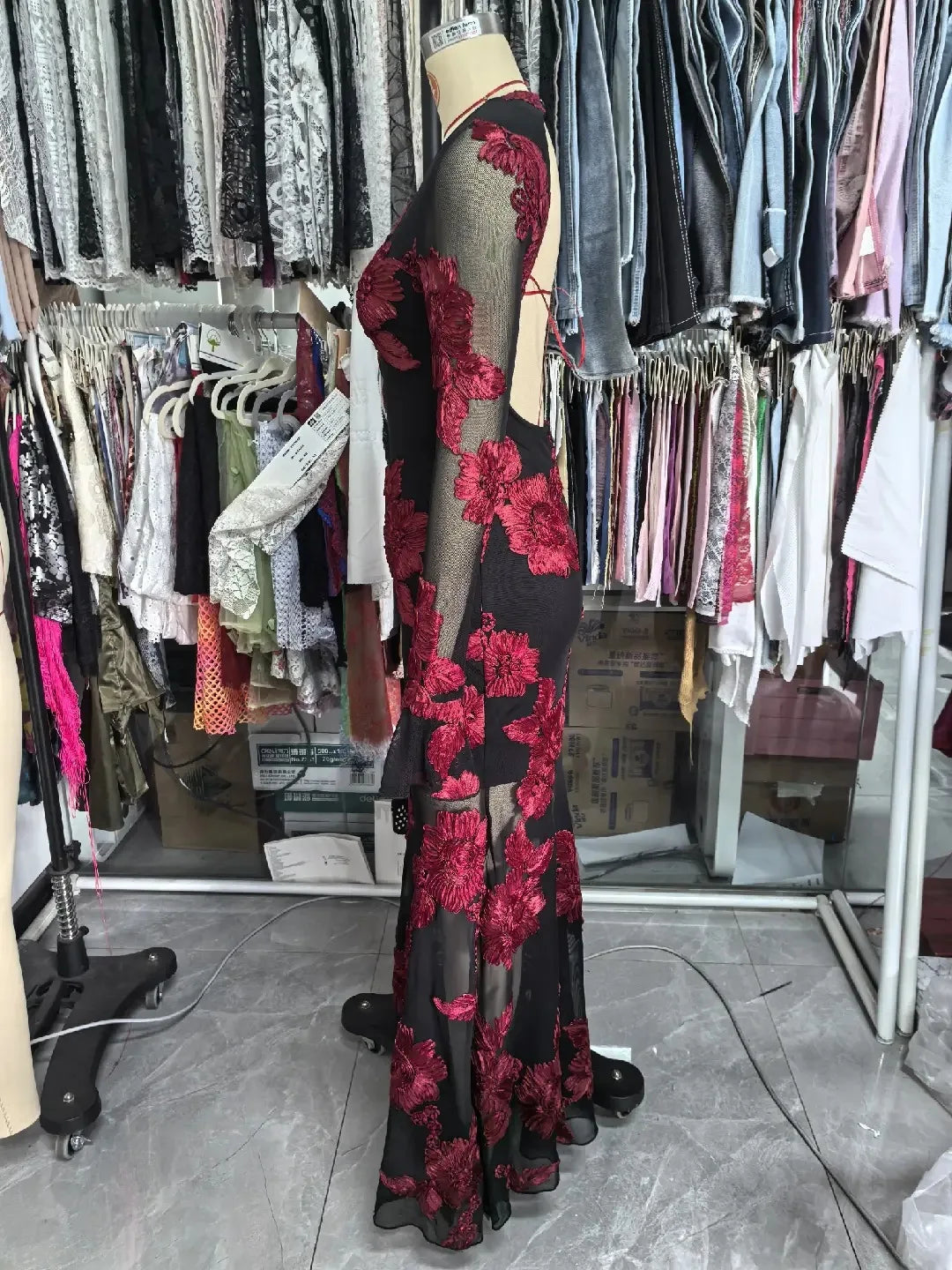 Elegant Dress Dress for Women 2026 Spring Collection Waist V-neck Jacquard Embroidered Dress