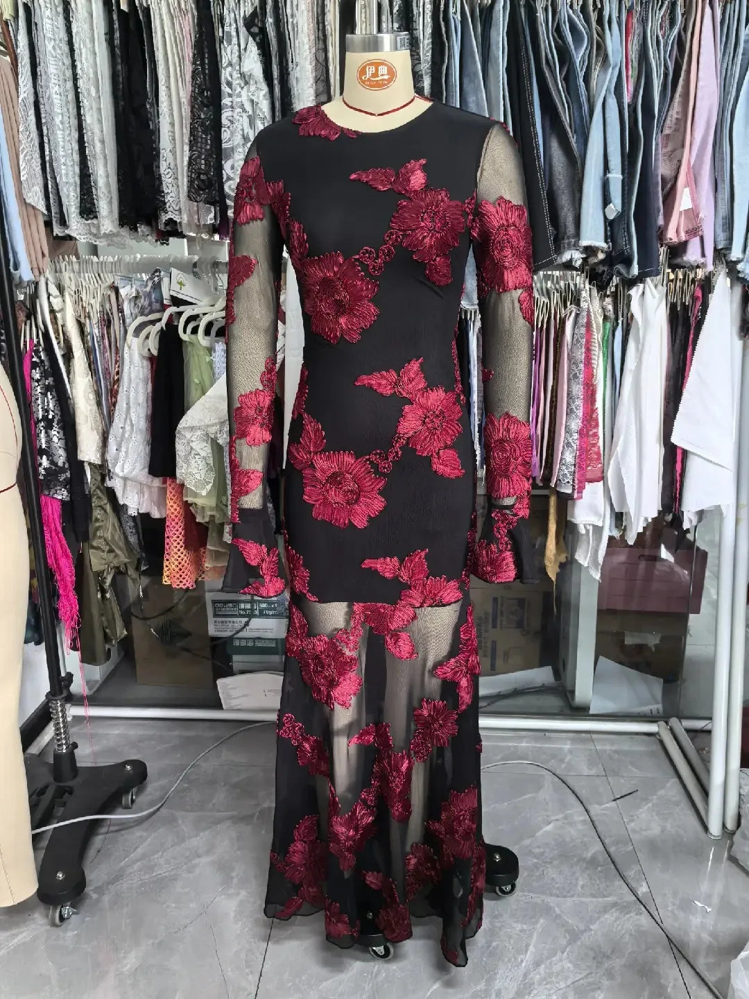 Elegant Dress Dress for Women 2026 Spring Collection Waist V-neck Jacquard Embroidered Dress