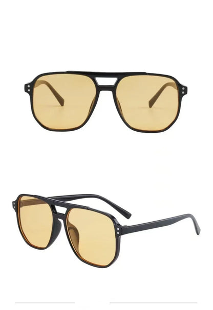 Vintage Men Women Big Sunglasses Men Square Shades Brand Designer Unisex Sun Glasses Black Lense Male Female Sunglasses UV400