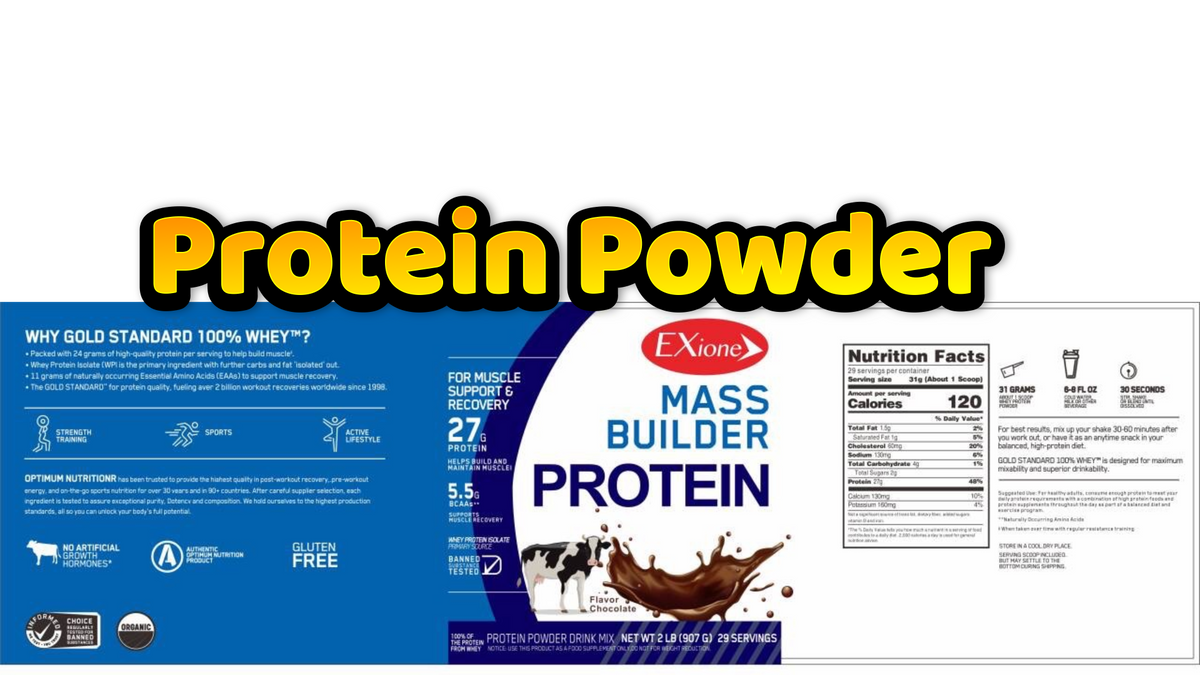 Exione 27g  Chocolate Milkshake Mass Builder Whey Protein Powder Low‑Sugar  Post-Workout Muscle Recovery