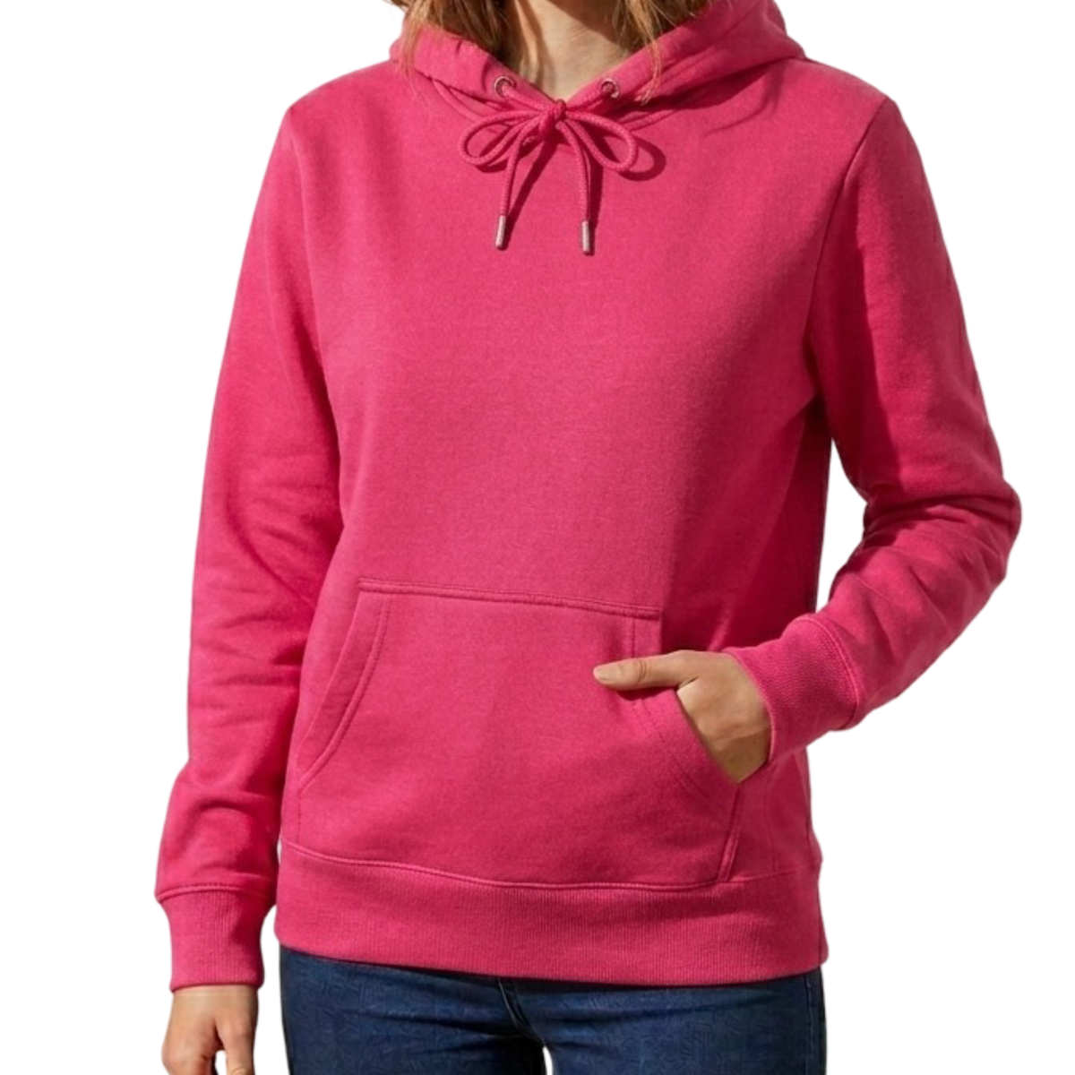 Rose Red Women's Casual Plain Pullover Hoodie Long Sleeve Cozy Hooded Sweatshirt